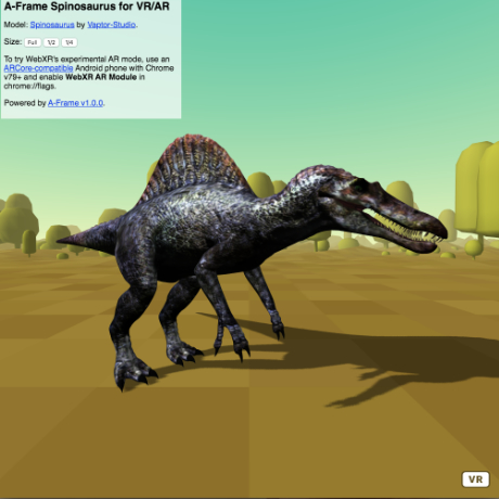 A-Frame WebXR Spinosaurus